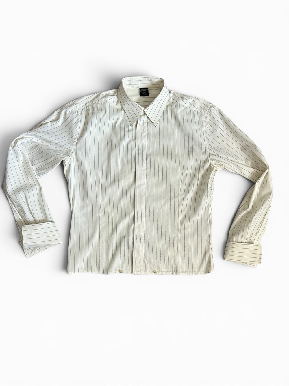 90s Jean Paul Gaultier Oversized White Dress Shirt with Navy Pinstripes XL